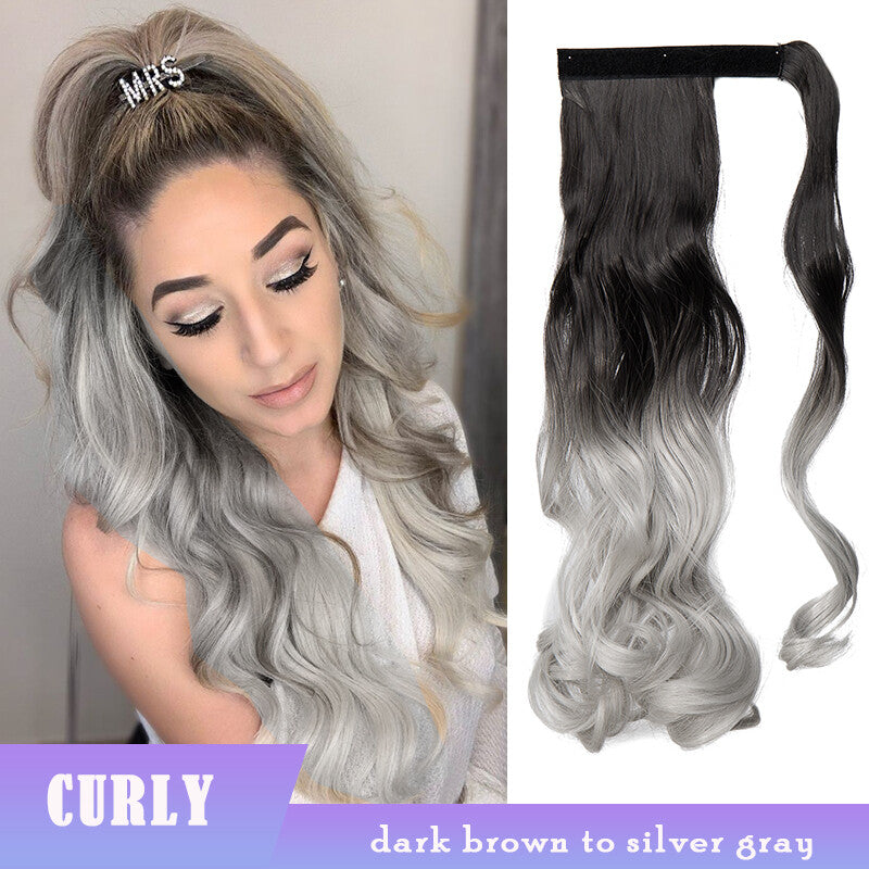 Thick Clip-In Ponytail Hair Extension - Fake Human Hair, Wavy & Straight