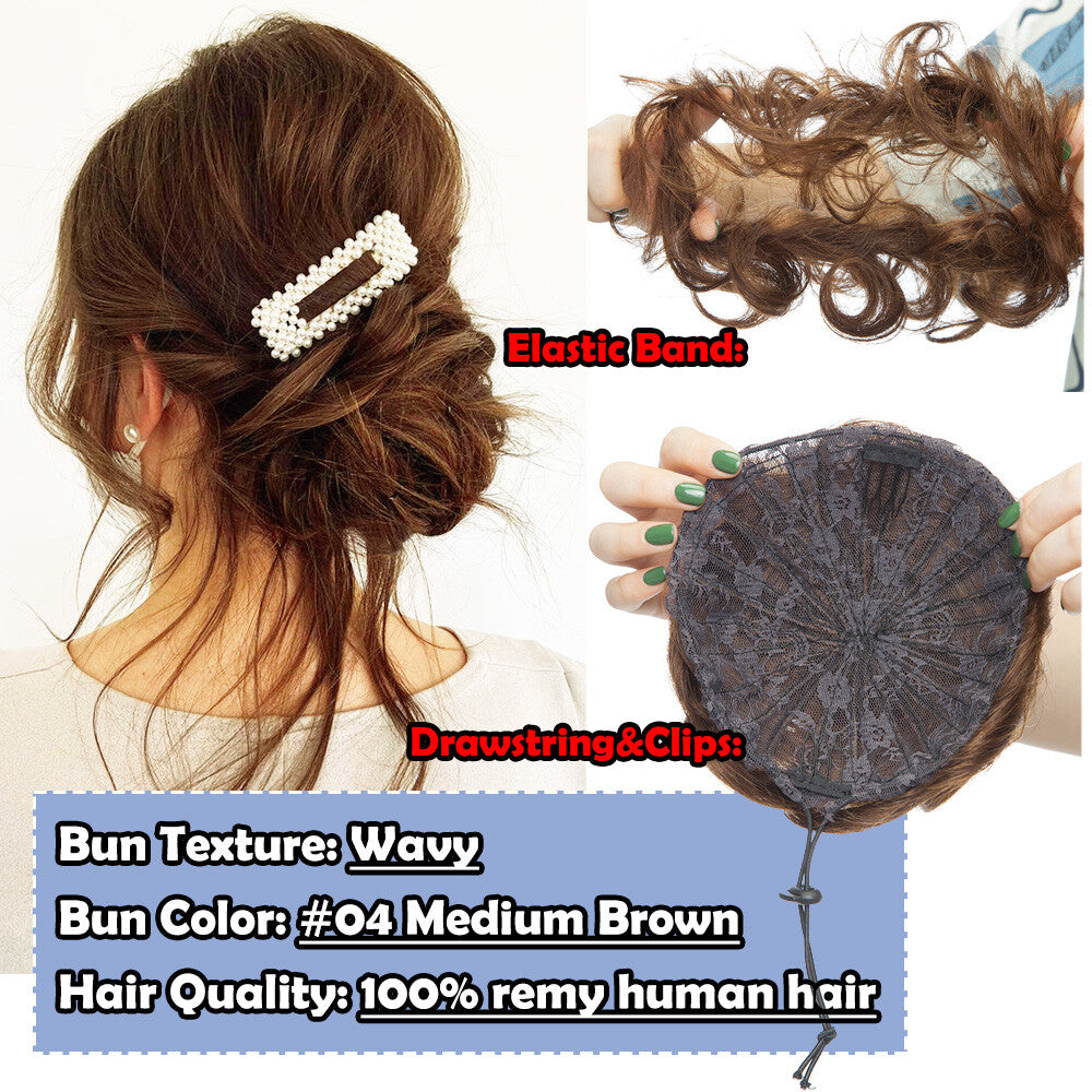 Remy Clip-In Hair Extensions - Messy Bun Hairpiece in Multiple Colors & Styles