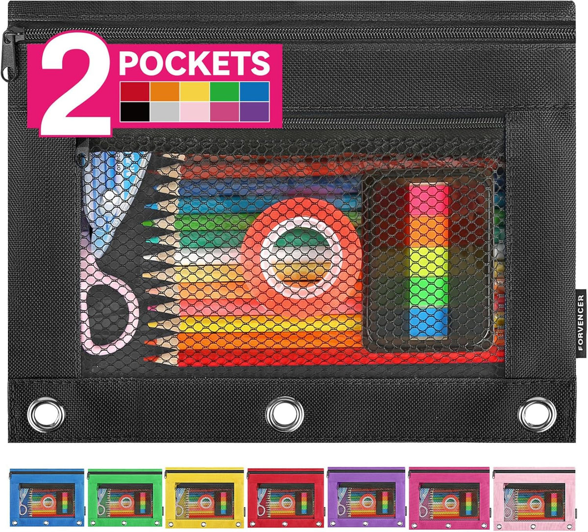 Clear Zipper Pencil Pouch for 3 Ring Binders - Organizers & Storage Bag