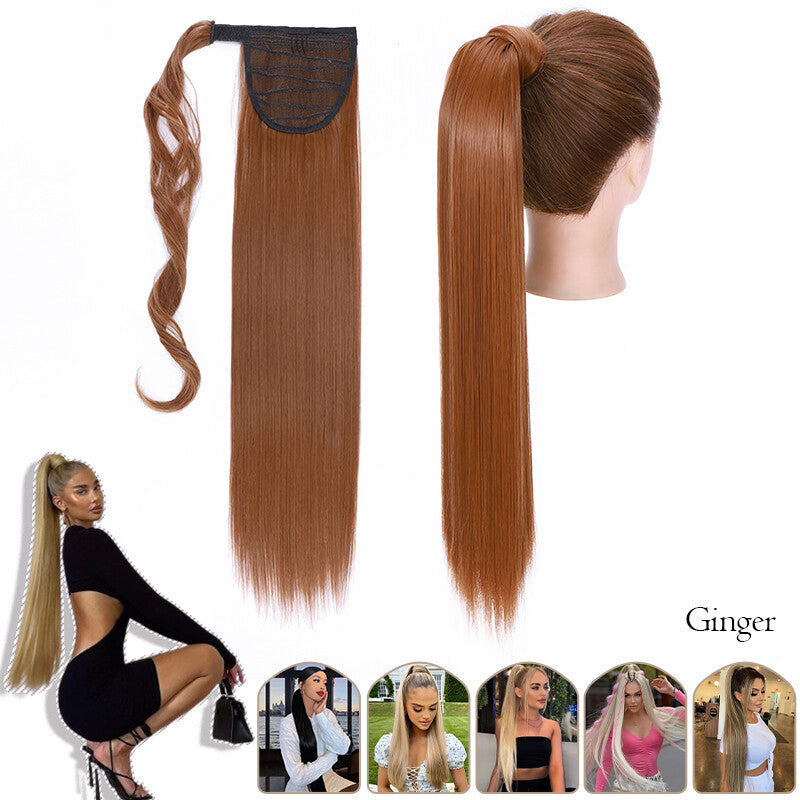 Mega Thick Wrap-On Ponytail Extensions - Natural Human Hair, Curly Wavy Straight
