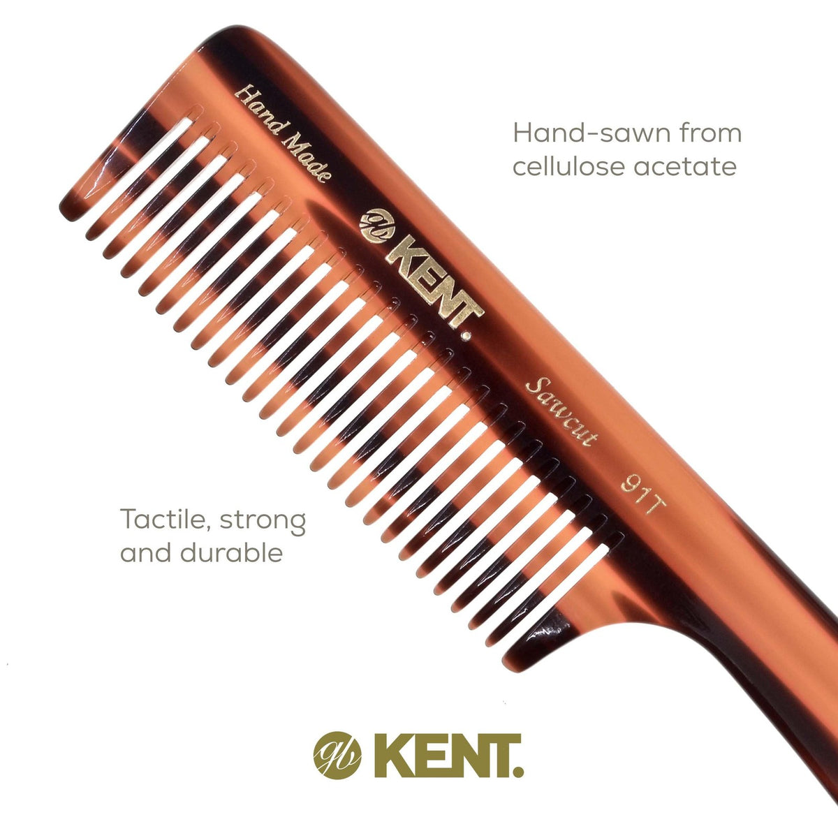 Kent 91T Wide Tooth Detangler Comb for Curly, Wavy, Thick Hair - No