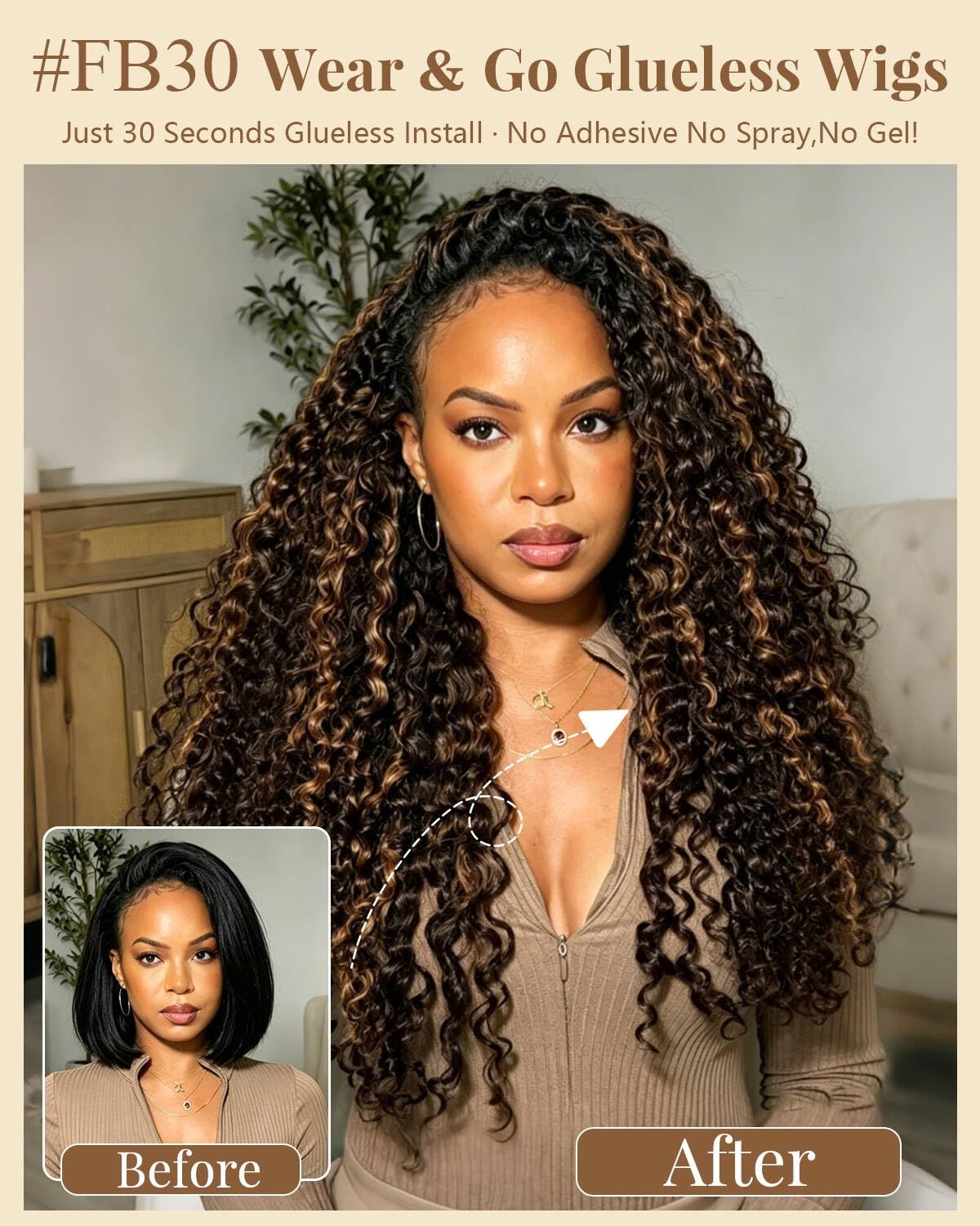 Burmese Curly Half Wig 26 Inch Ombre Auburn Human Hair Natural Look