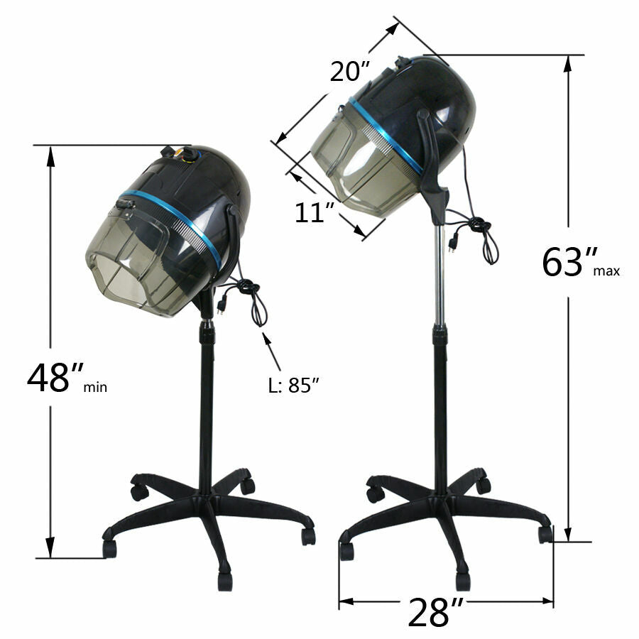 Adjustable Height Salon Hair Dryer with Hot Perm & Hair Treatment 1300W - 2 Pack