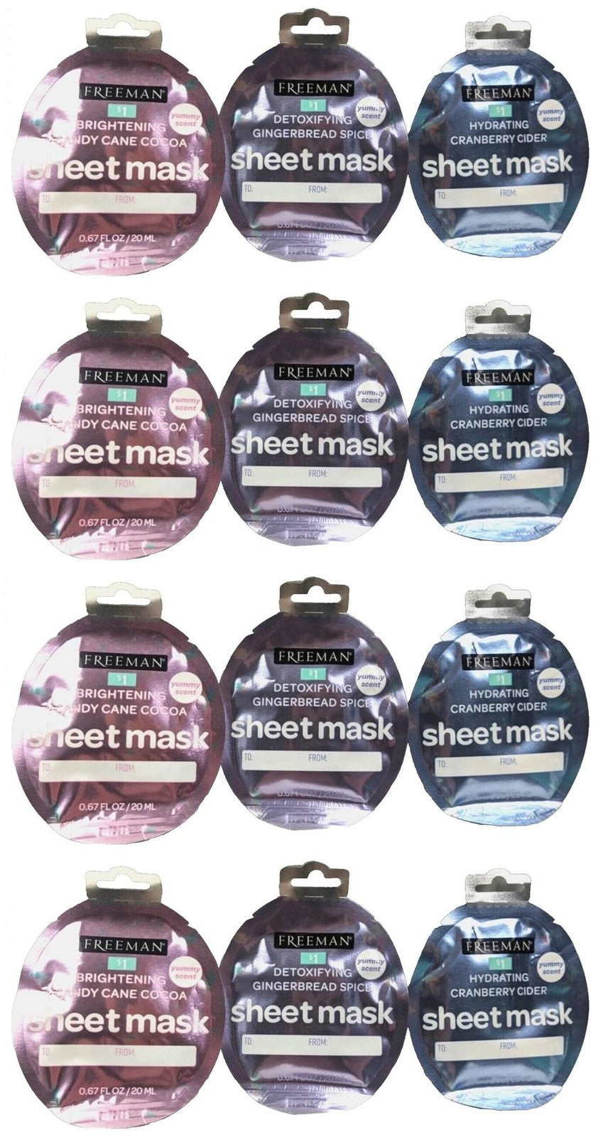 Freeman Brightening Candy Cane Cocoa Sheet Mask - 12 Pack
