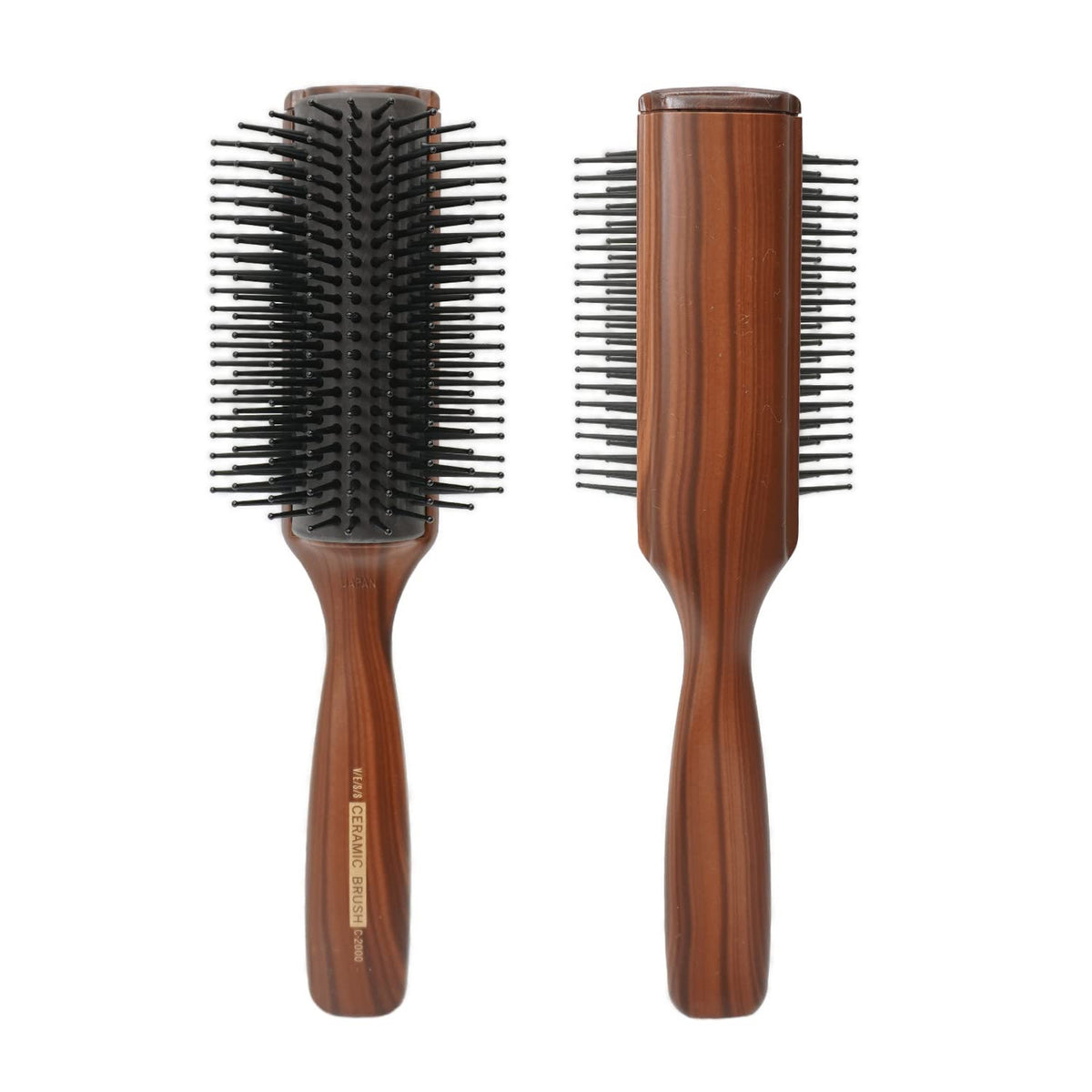 Professional Tourmaline Ceramic Round Hair Brush - 9 Row Curved Pad