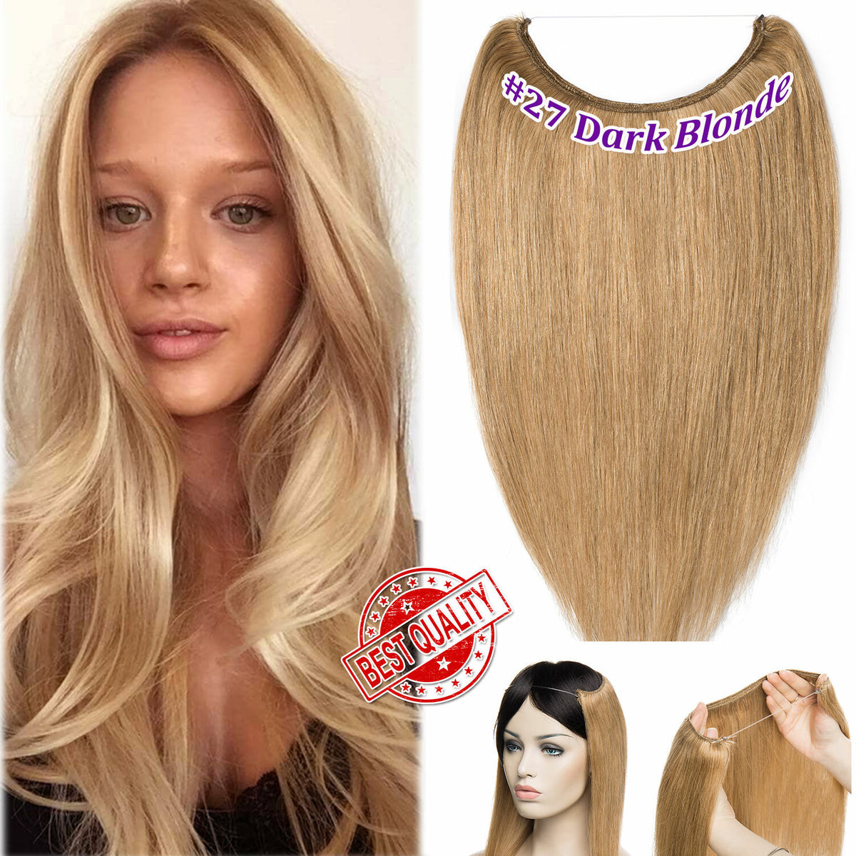 Invisible Wire Clip-In Human Hair Extensions - Thick & Natural Look