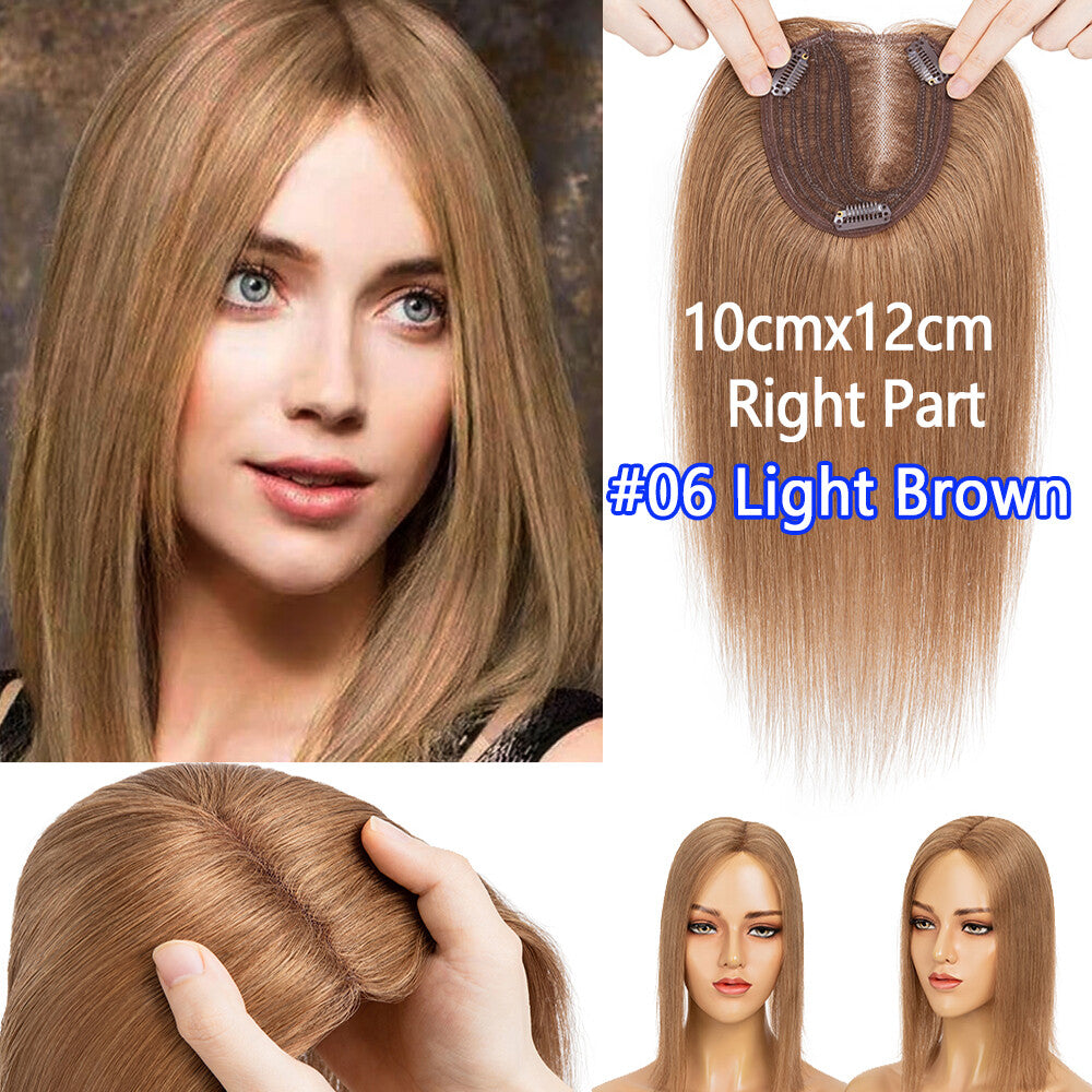 Remy Human Hair U-Part Topper Clip-In Hairpiece for Hair Loss & Volume