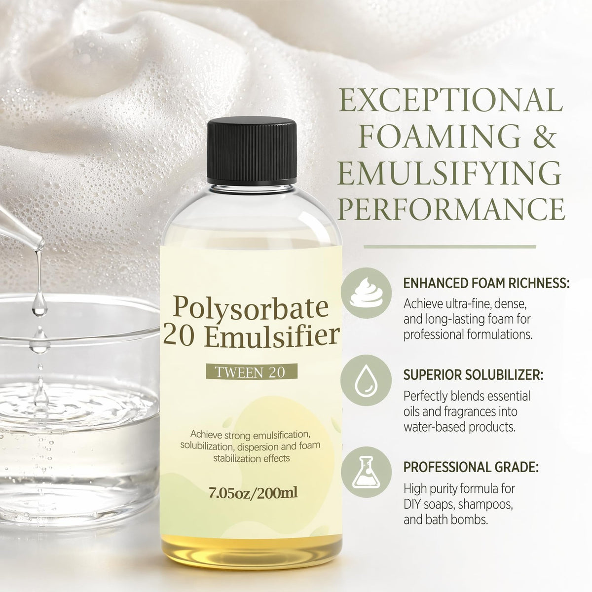7.05 oz Polysorbate 20 Emulsifier for Skin Care - Fl (Pack of 1)