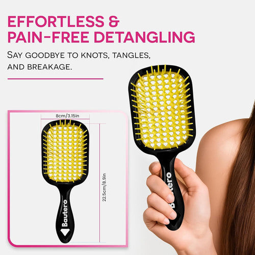 Detangler Brush for Curly Thick Hair - Pain-Free, Reduces Breakage & Shedding