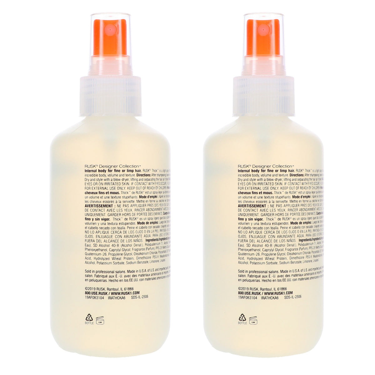 Rusk Thick Body & Texture Amplifier 6 oz Pack for Fine Hair Volumizing