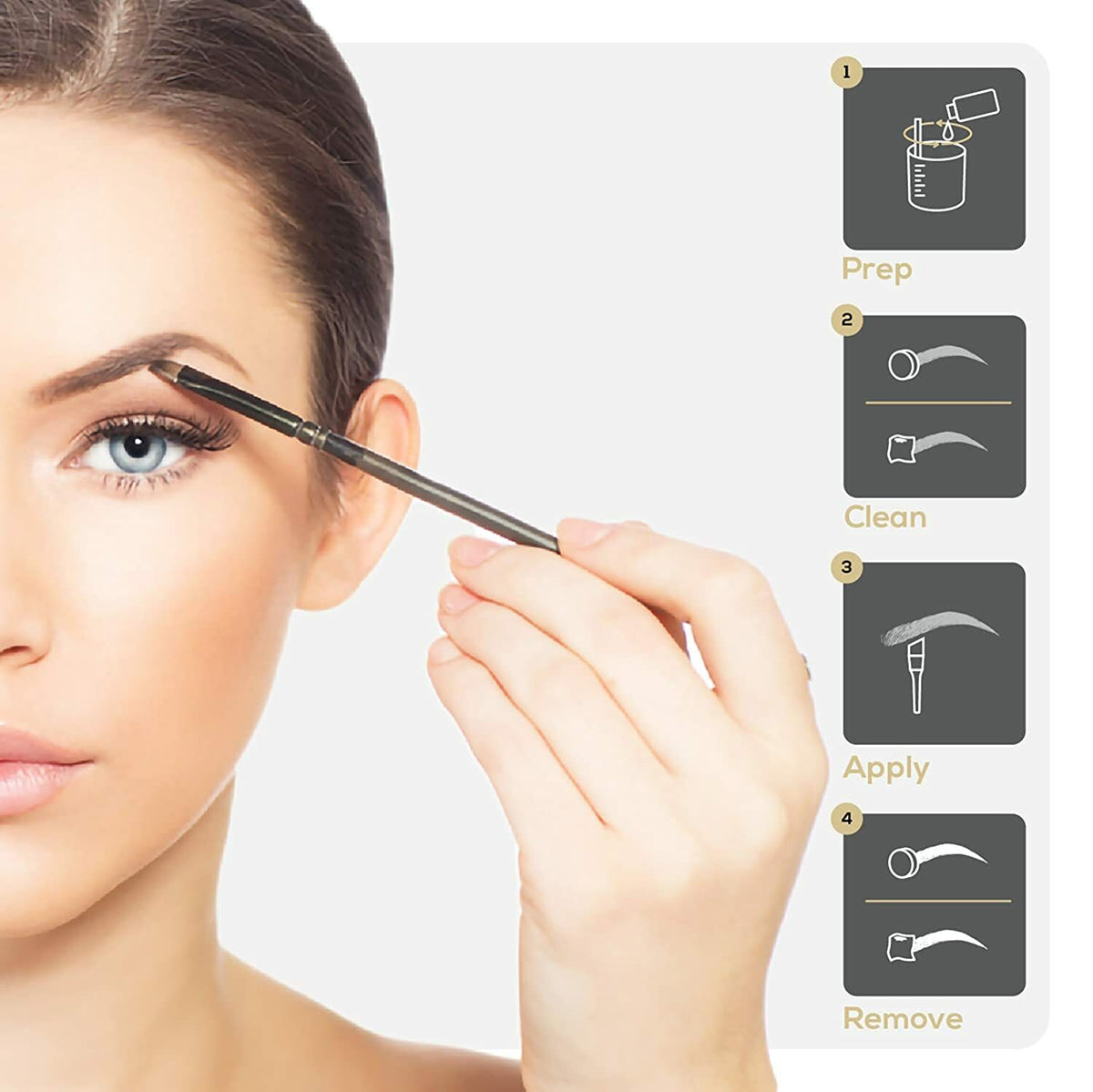 Henna Brow Kit for Eyebrow Coloring and Toning - Medium Brown