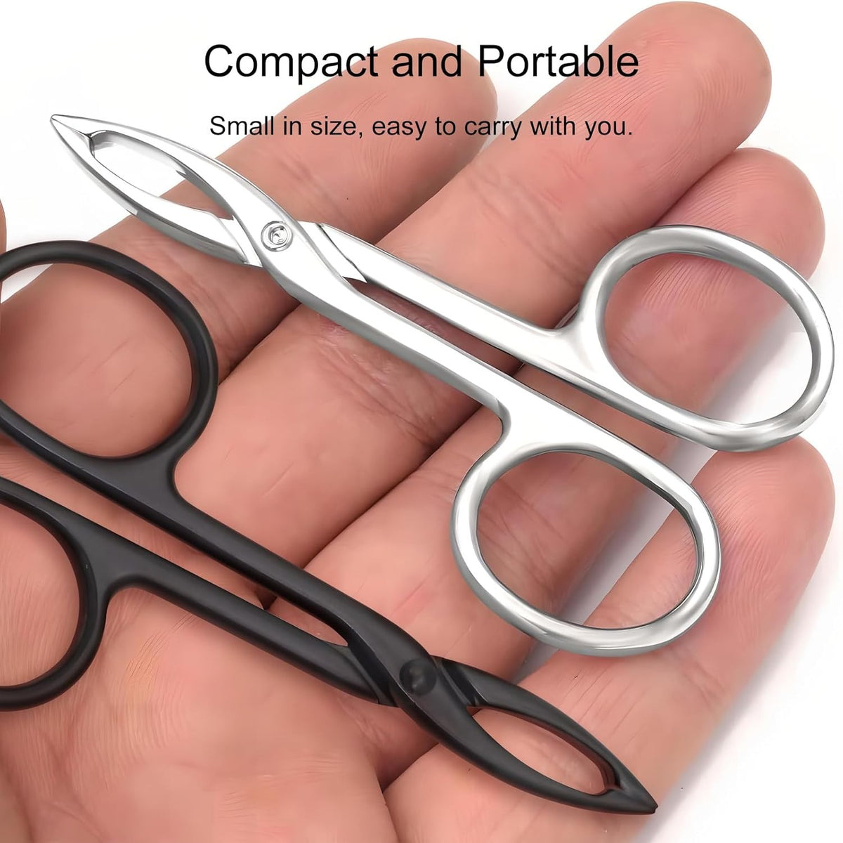 Eyebrow Tweezers Straight Tip Scissor-Handle Set, 4 pcs - Metal
