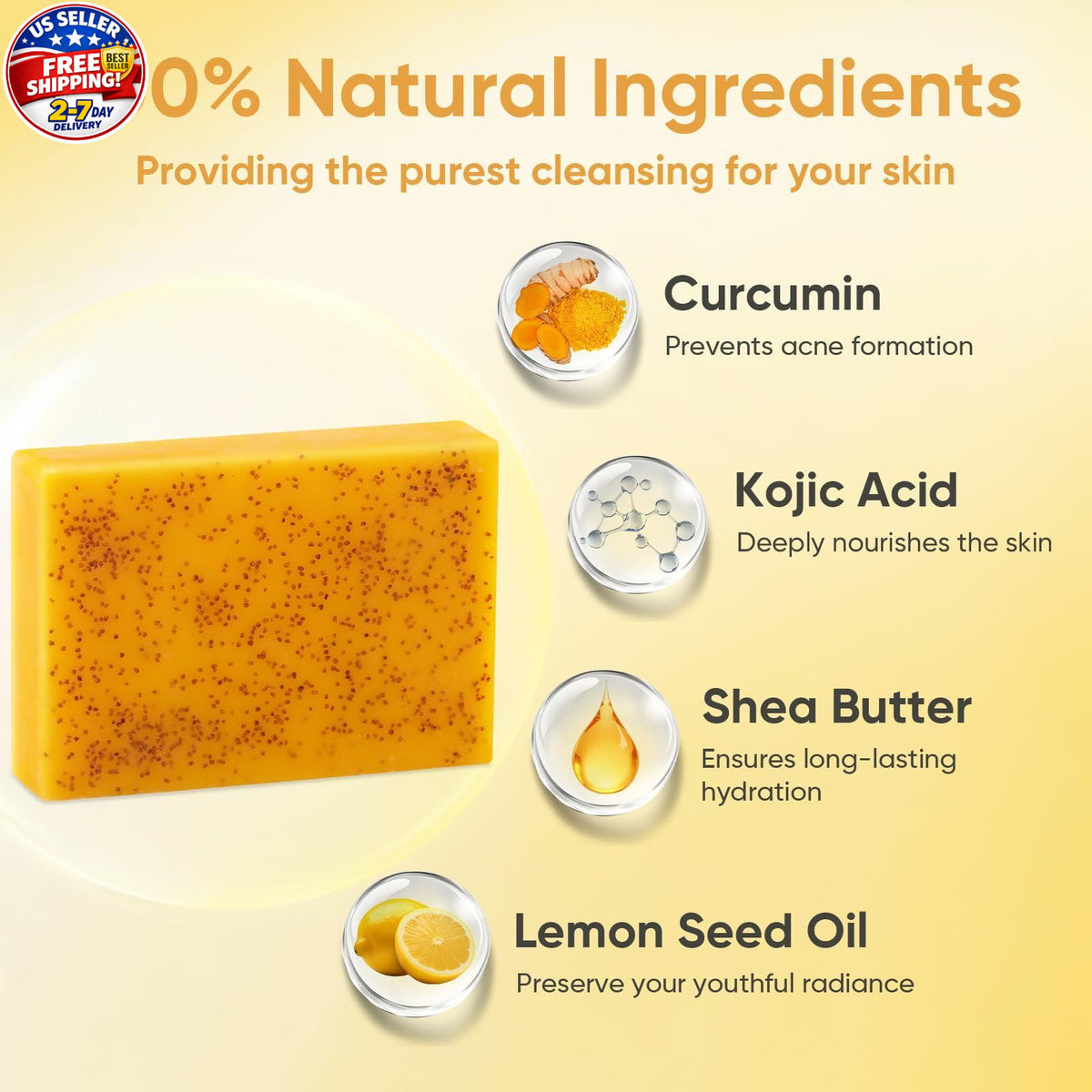 Turmeric Kojic Acid Soap Bar 80g – 5 Pack for Dark Spots Face & Body