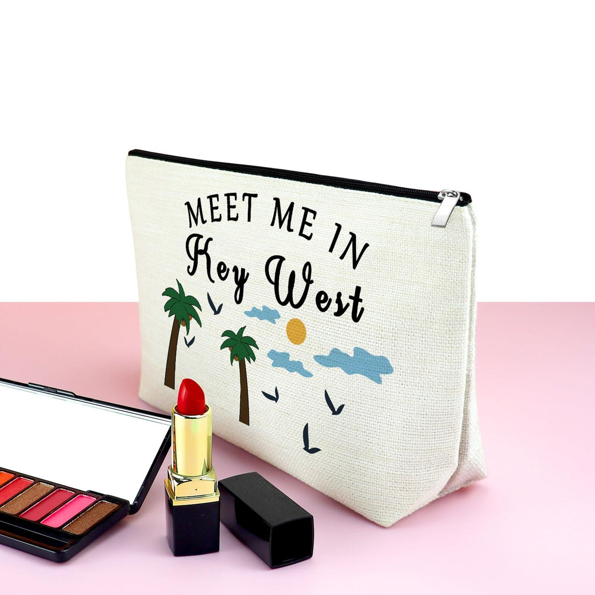 Key West Themed Makeup Bag for Women Travel Cosmetic Pouch Gift