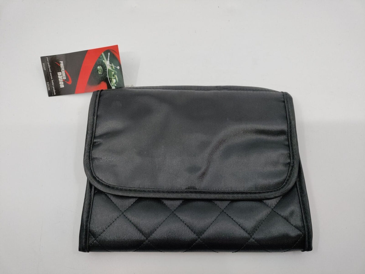 Travel Cosmetic Bag with 6 Clear Pockets and Hanging Hook - Black