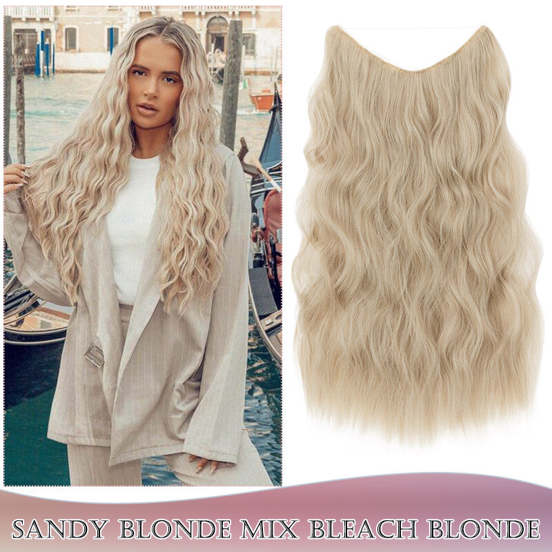 Wavy Clip-In Hair Extensions with Invisible Wire and Clips — Realistic Long Hair