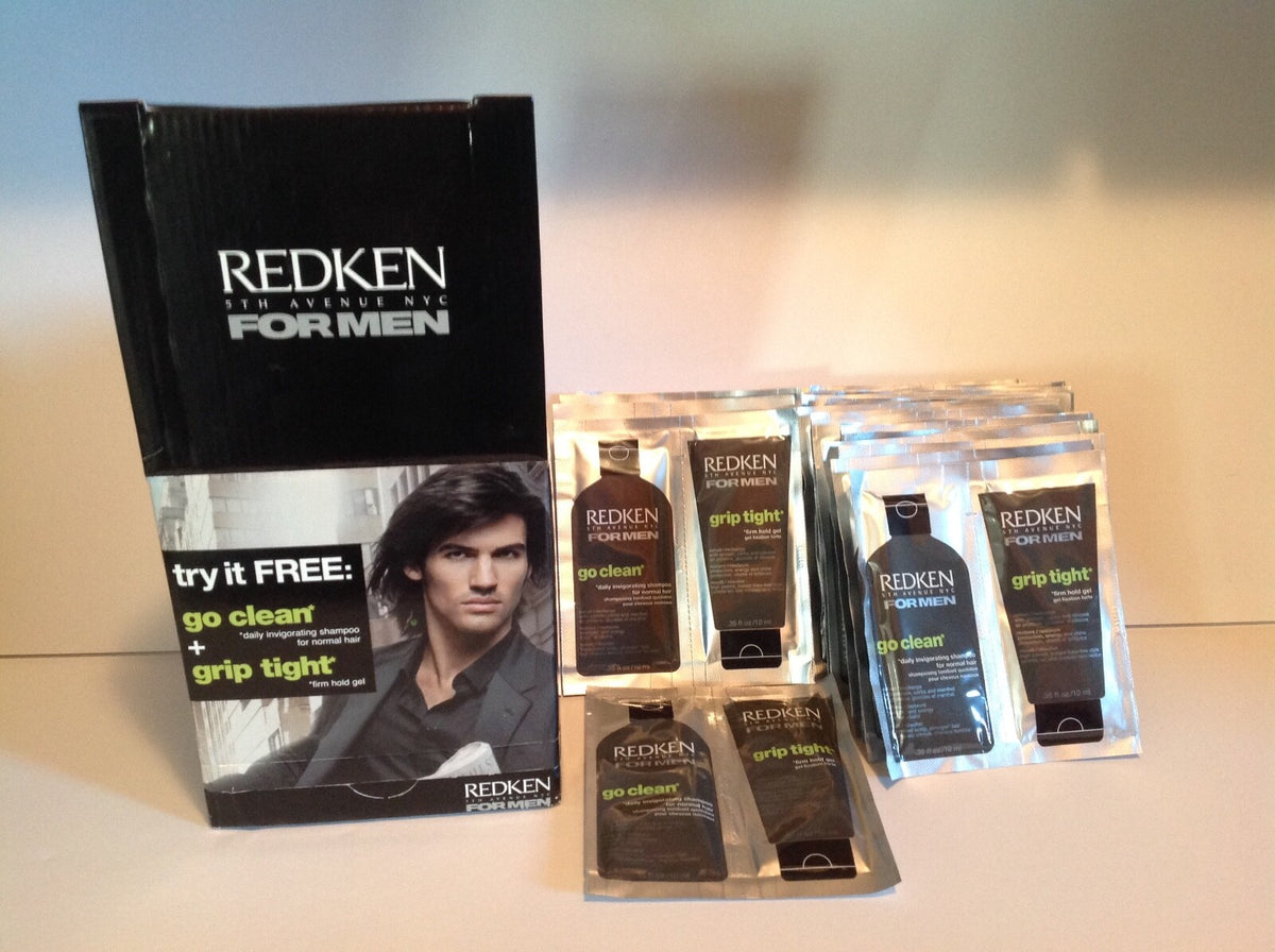 Redken For Men Go Clean Shampoo & Grip Tight Gel 25 Pack Samples