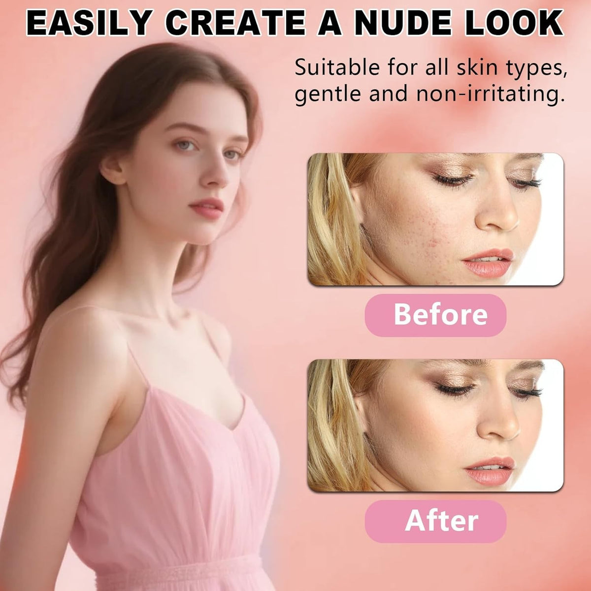 Pink Under Eye Brightener Concealer with Brush - Dark Circle Corrector & Brightener, 1 Ounce
