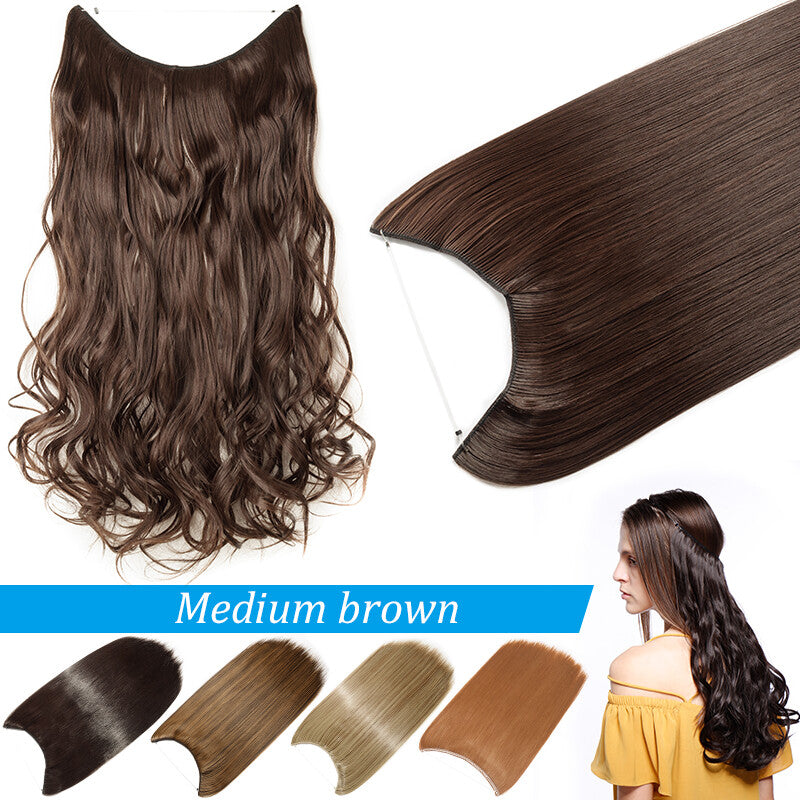 Invisible Wire Hair Extension Headband - Adjustable Wavy 20 Inches