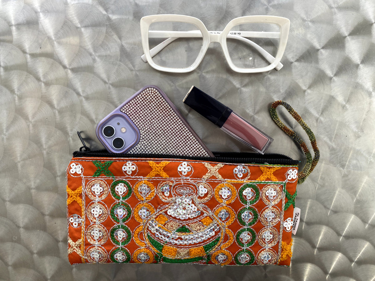 Handmade Sequin Bohemian Makeup Bag Cosmetic Purse Organizer - Middle Eastern Style