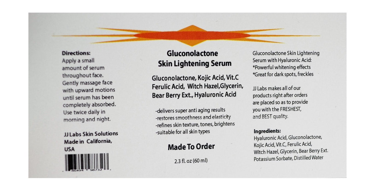 Skin Lightening Serum with Gluconolactone, Kojic Acid & Hyaluronic Acid