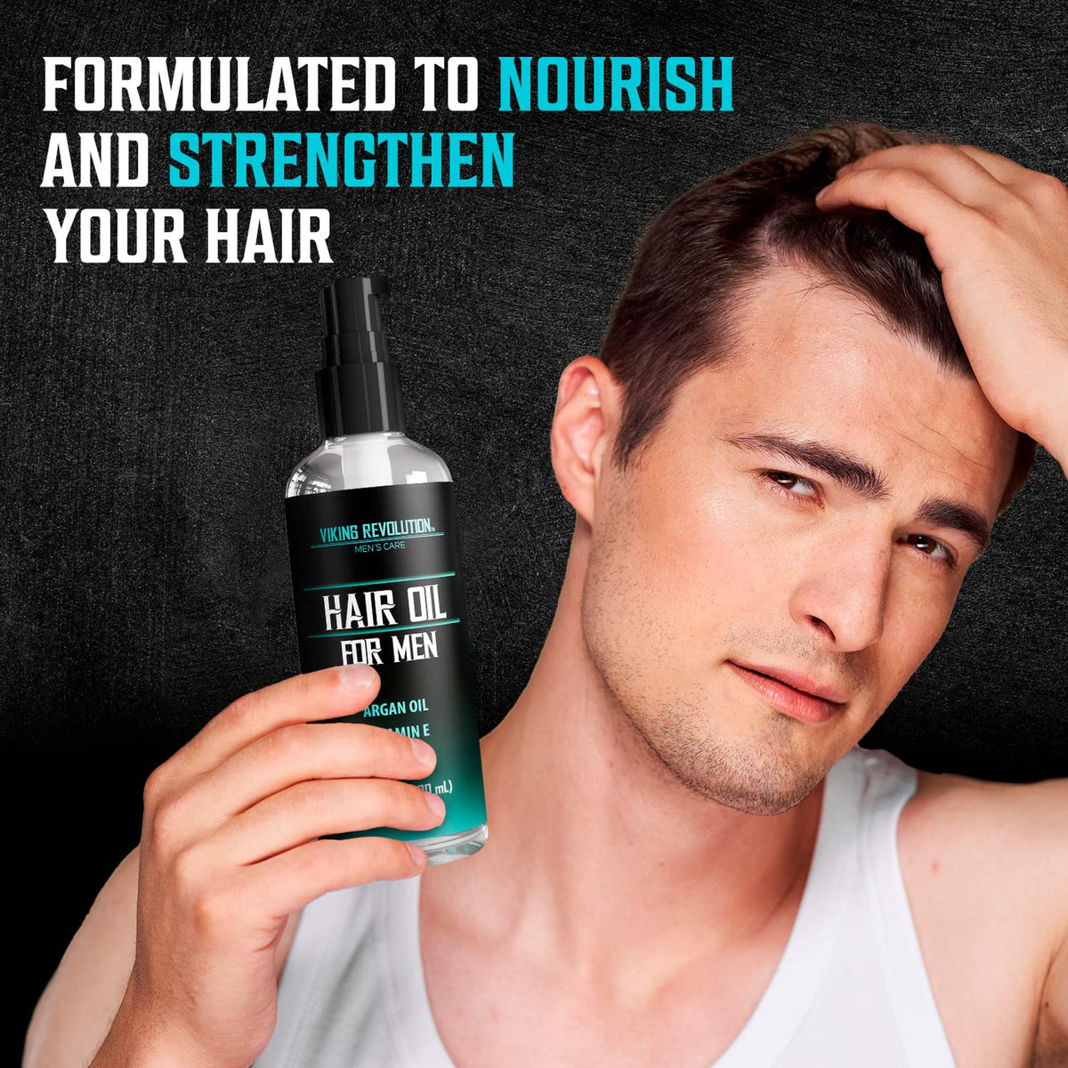 Men's Hydrating Hair Oil with Argan & Vitamin E - Nourishing Sunflower Seed Oil, 3.38 fl oz