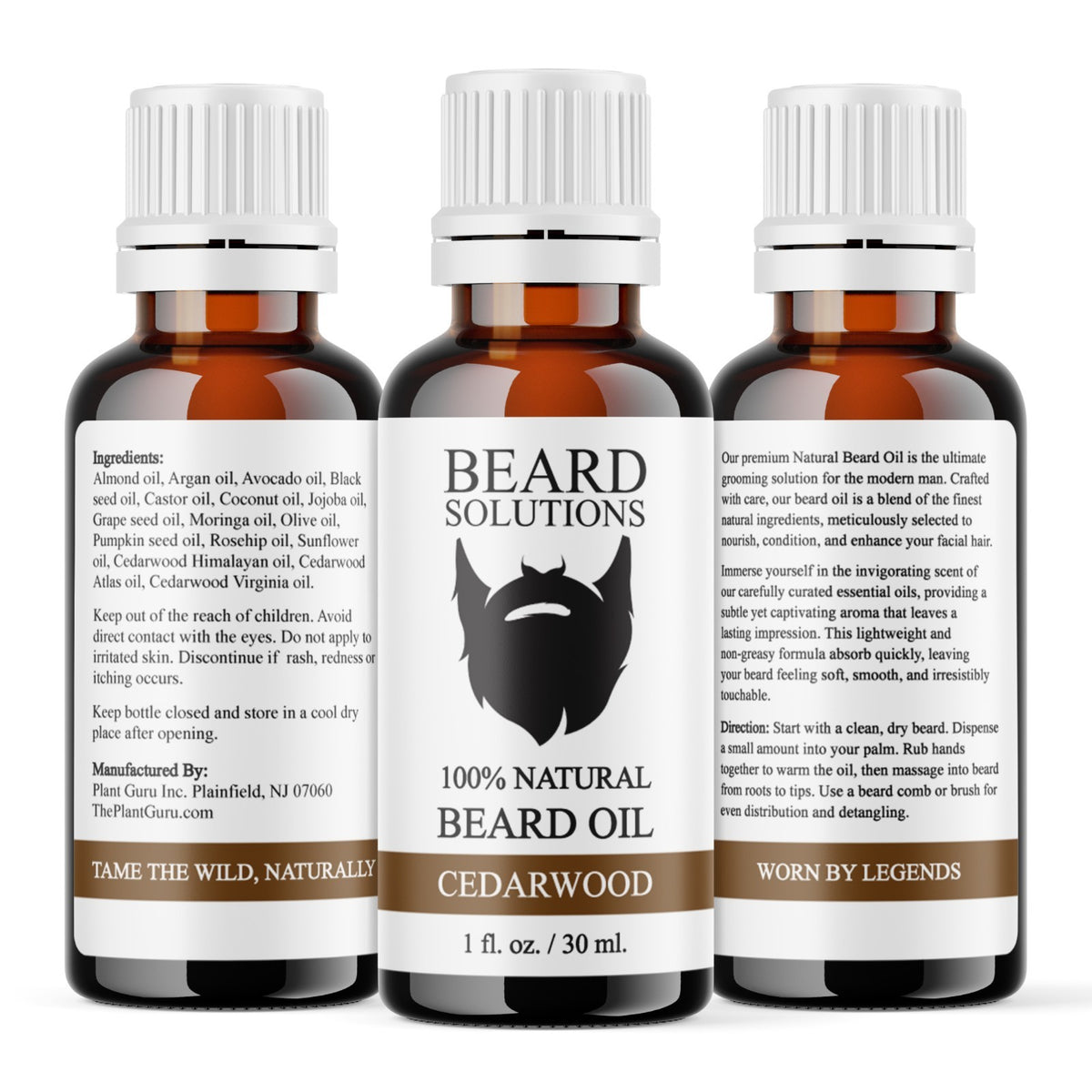 Natural Beard Oil with Essential Oils for Growth & Nourishment - 1 oz