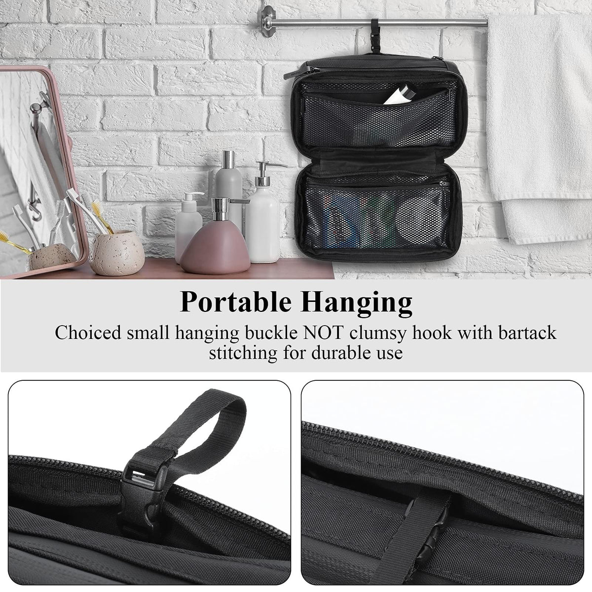 Large Waterproof Travel Toiletry Bag Hanging Dopp Kit for Men