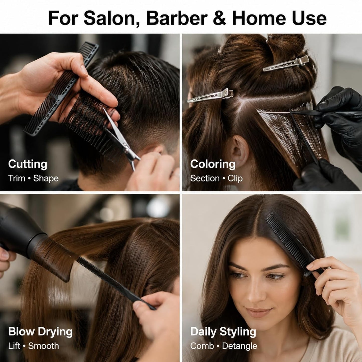 20-Piece Hair Comb Set with Styling Combs and Clips for Cutting & Coloring