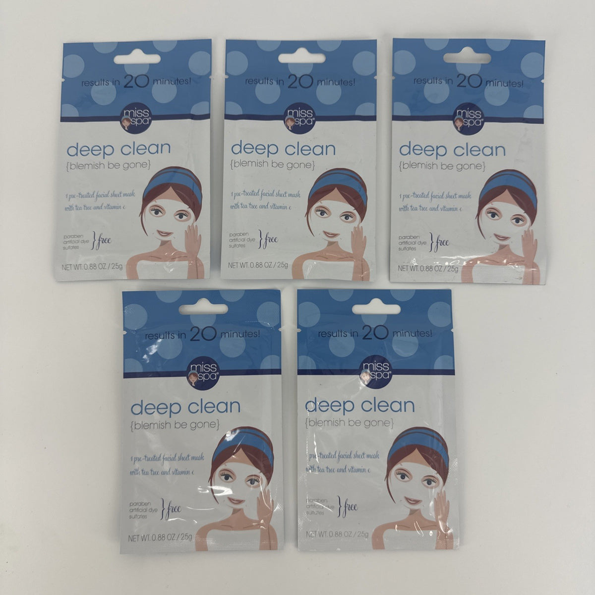 5-Pack Deep Clean Blemish Facial Sheet Mask Tea Tree Vitamin C