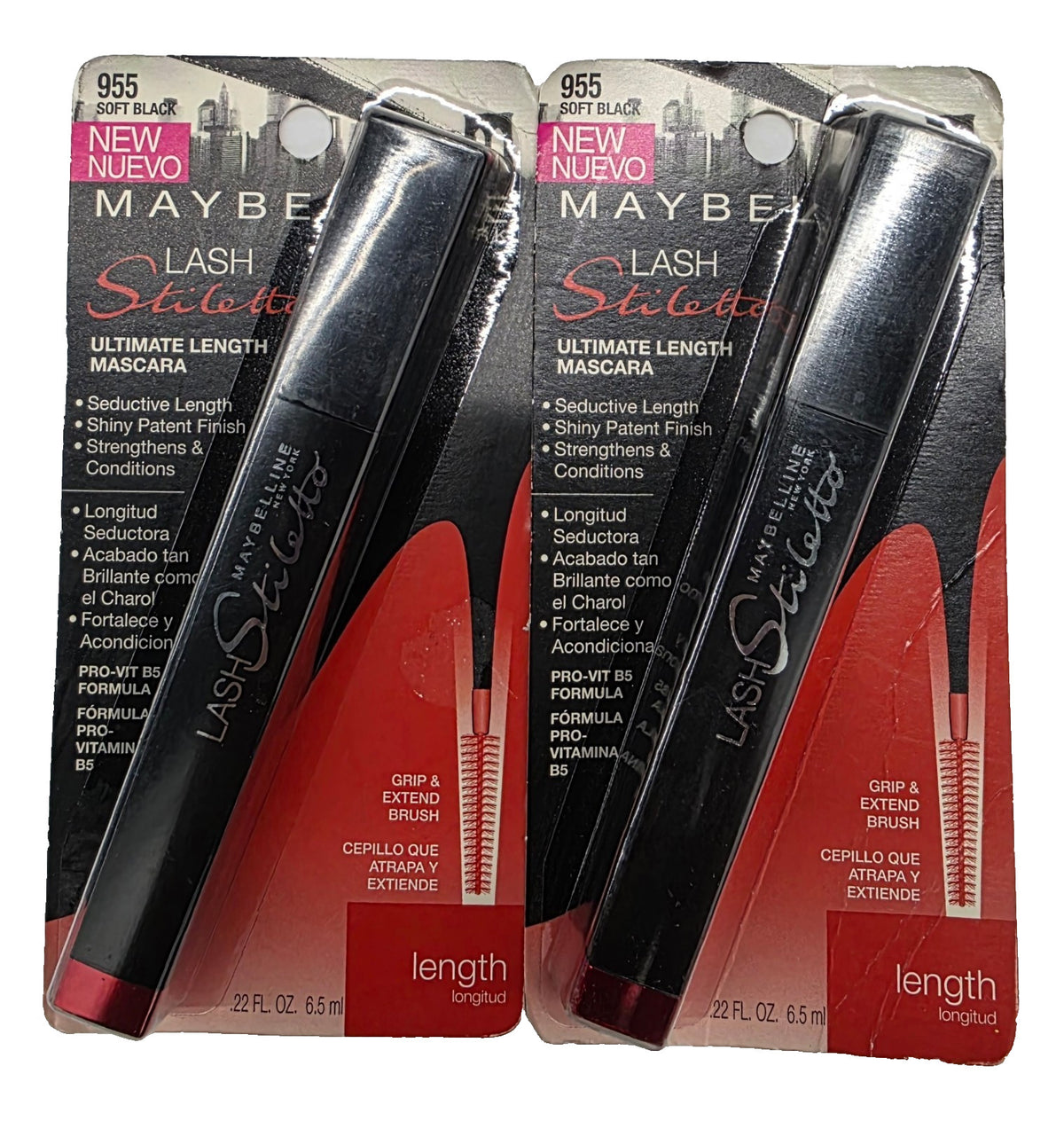 Maybelline Lash Stiletto Lengthening Washable Mascara 2-Pack - Soft Black