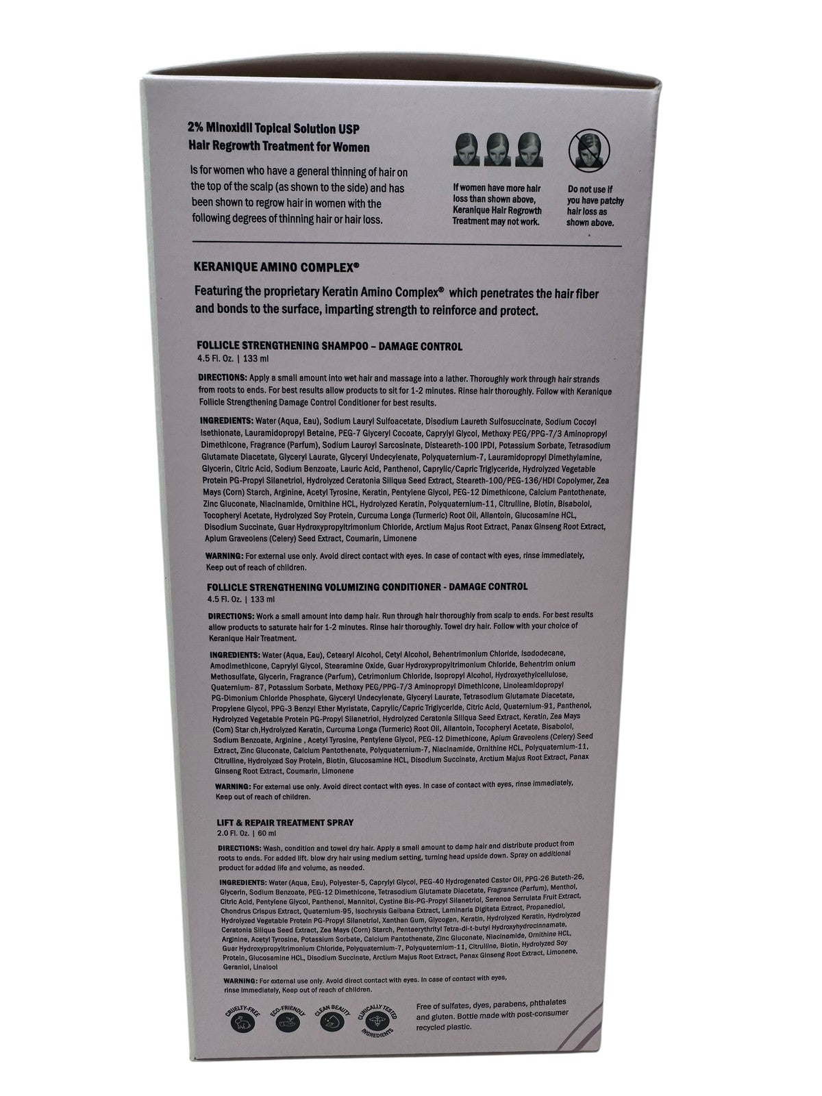 Keranique Damage Control Hair Regrowth System - Complete Hair Treatment Kit