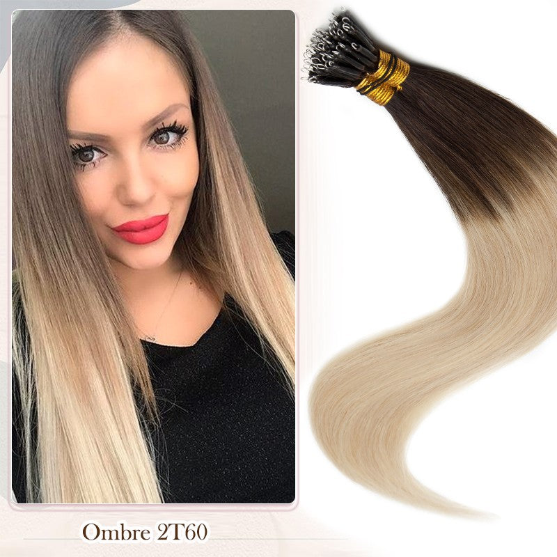 Nano Beads Hair Extensions 100% Remy Human Hair Balayage Ombre Blonde