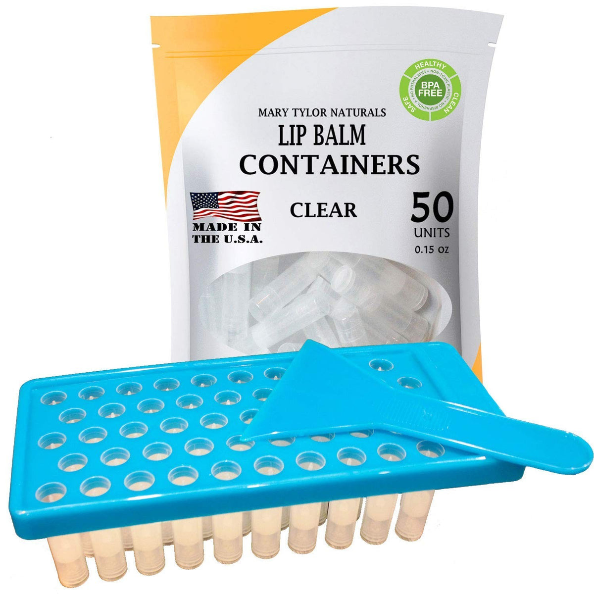 Balm Lipstick Container Kit with Filling Tray & Spatula - BPA Free, 50 Clear Cases