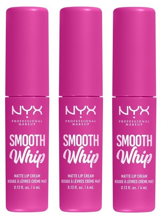 Pack of 3 Matte Lip Creams - Pink POM POM, Vegan Formula with Shea & Cocoa Butter