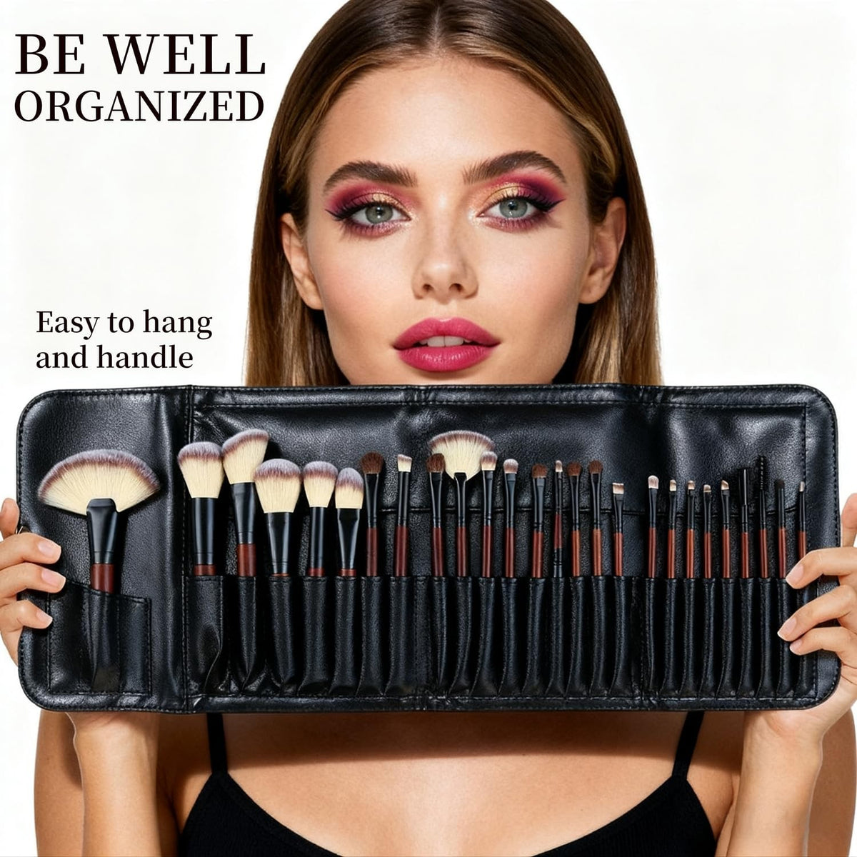 Full Face & Eye Makeup Brush Set - Travel Friendly Synthetic Brushes for Beginners