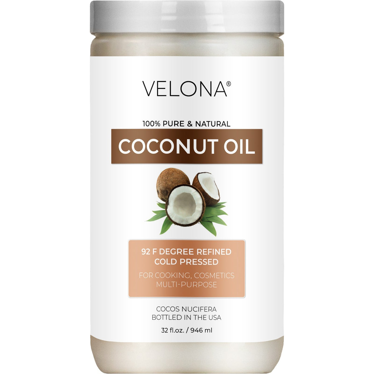 Pure Refined Coconut Oil 92 Degree - Multiple Sizes for Skincare & Cooking