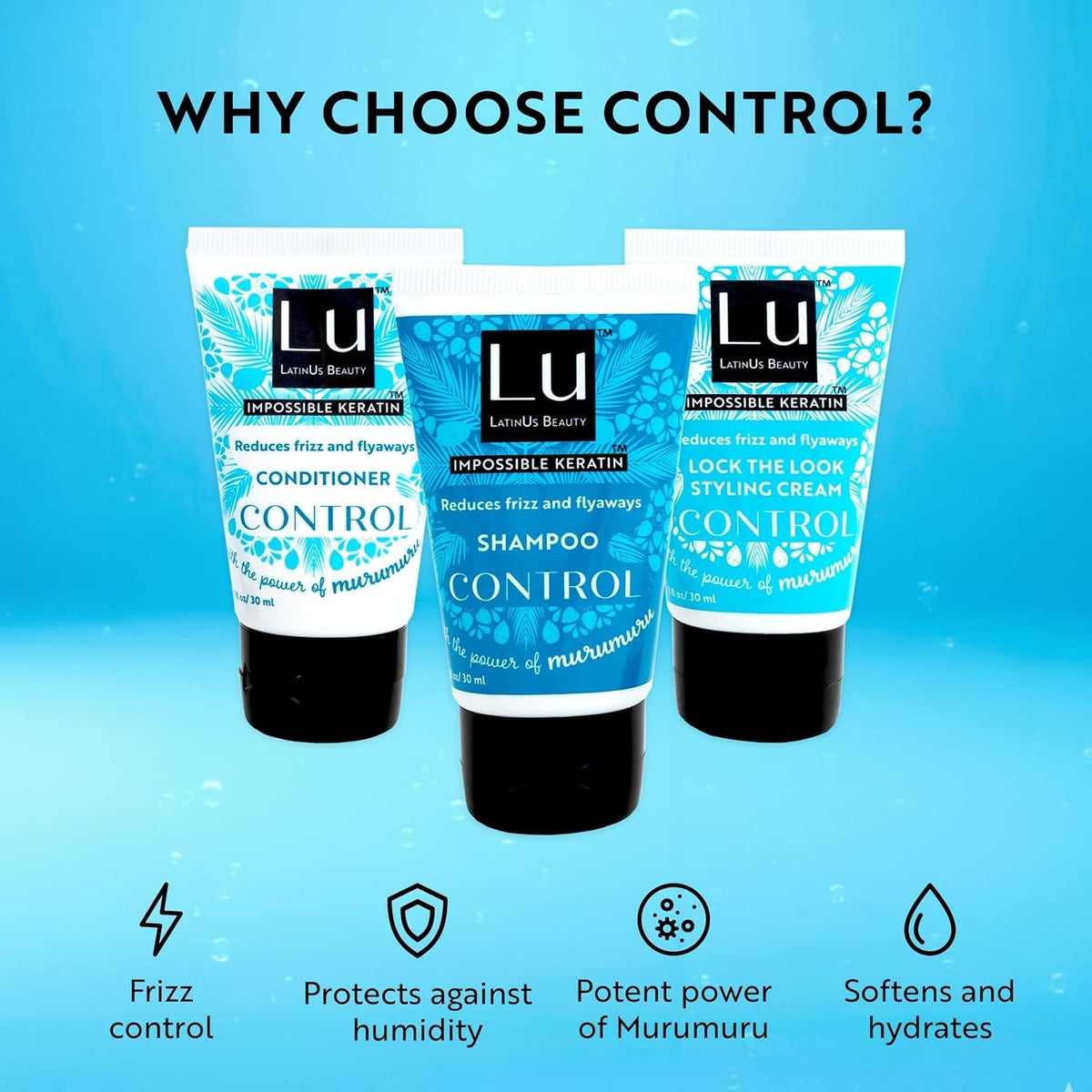 Lu by Beauty Control Travel Size Collection | Anti Frizz Shampoo,