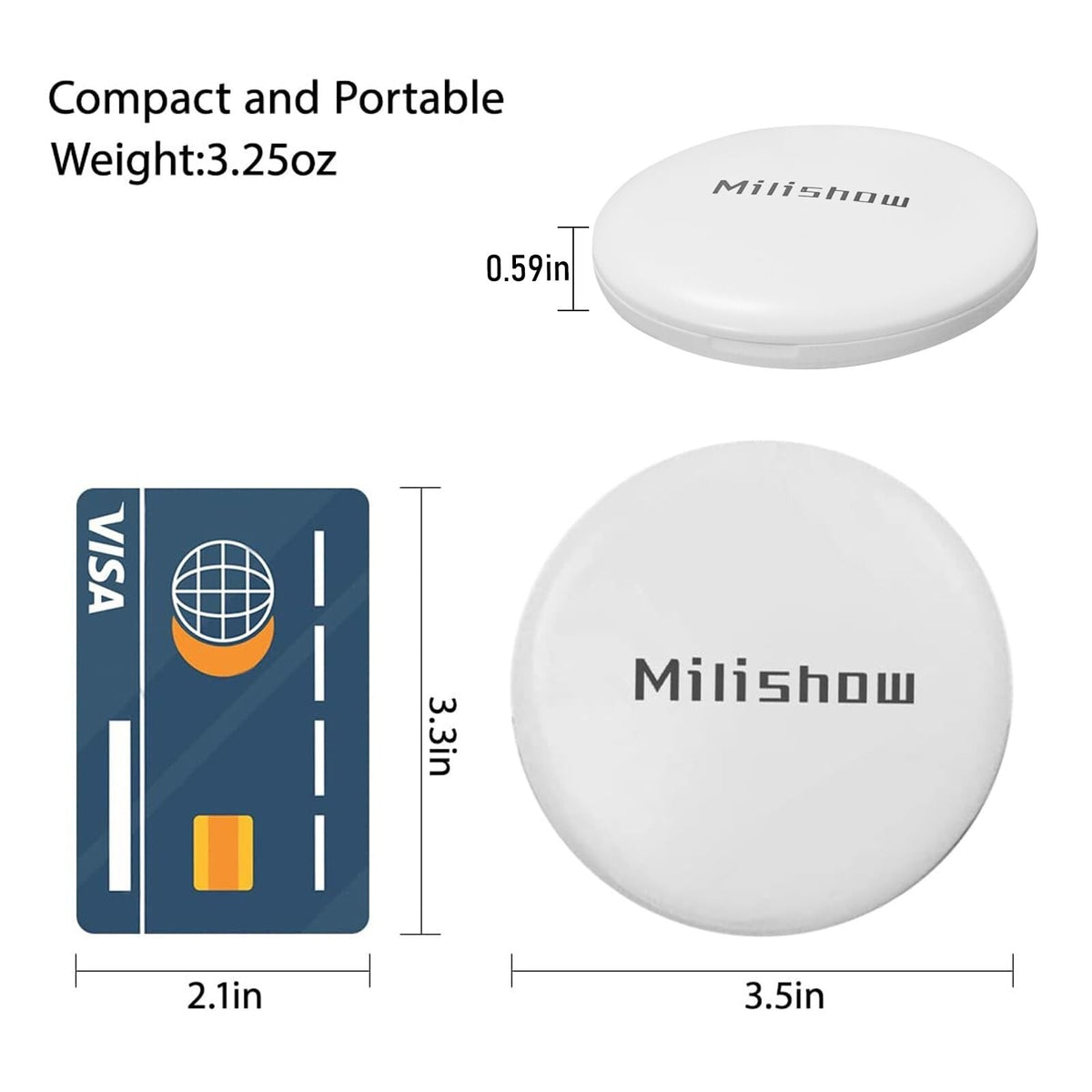 Rechargeable LED Travel Compact Mirror with 10x Magnification - 3.5 Inch