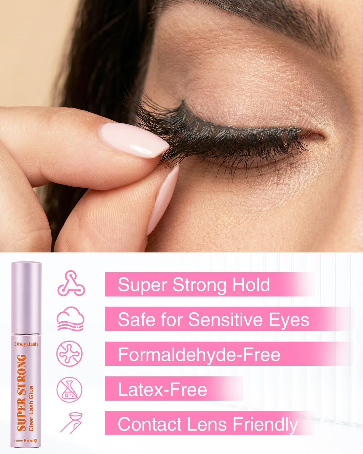 Strong Hold Waterproof Lash Glue 0.17oz - Clear, Latex-Free, Fast Drying
