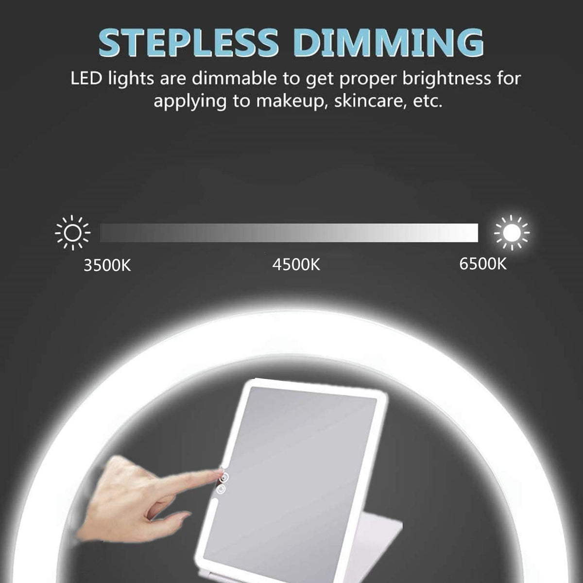 Lighted Makeup Mirror with 72 LEDs 3 Color Modes USB Rechargeable Dimmable Compact