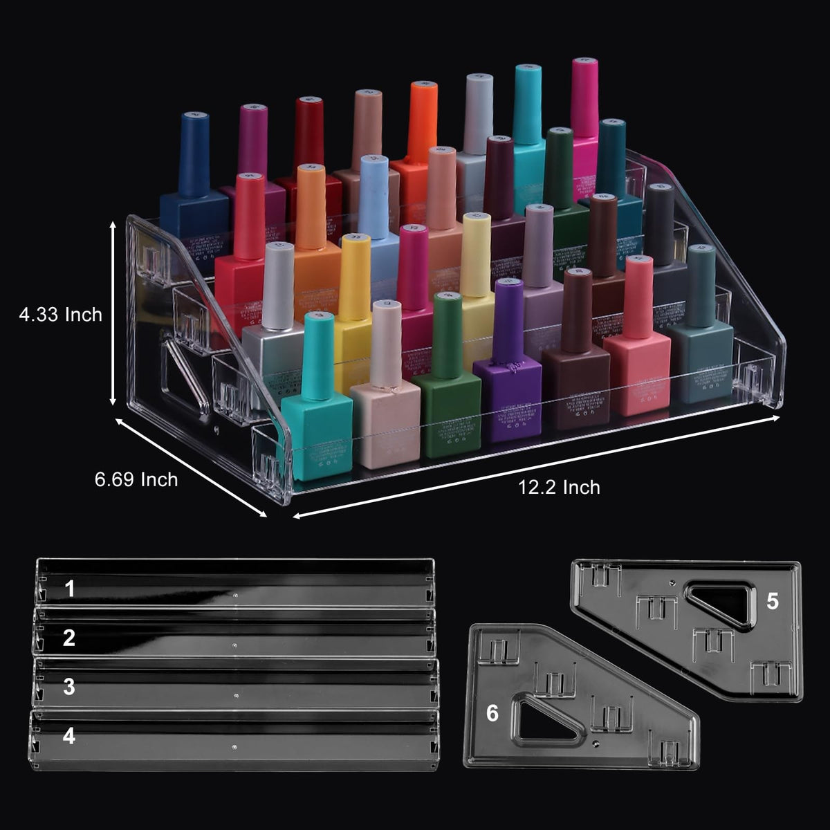 Acrylic Nail Polish & Eyeglasses Display Organizer6- Tier Storage Holder