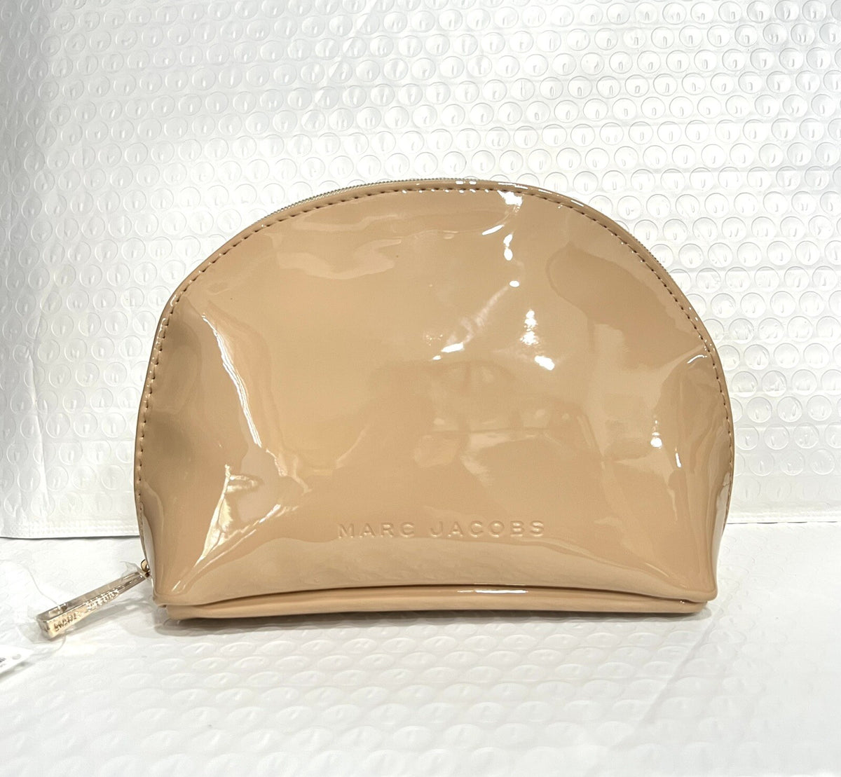 Half Moon Cosmetic Bag Makeup Case Pouch 6x5x2 Inches - Beige