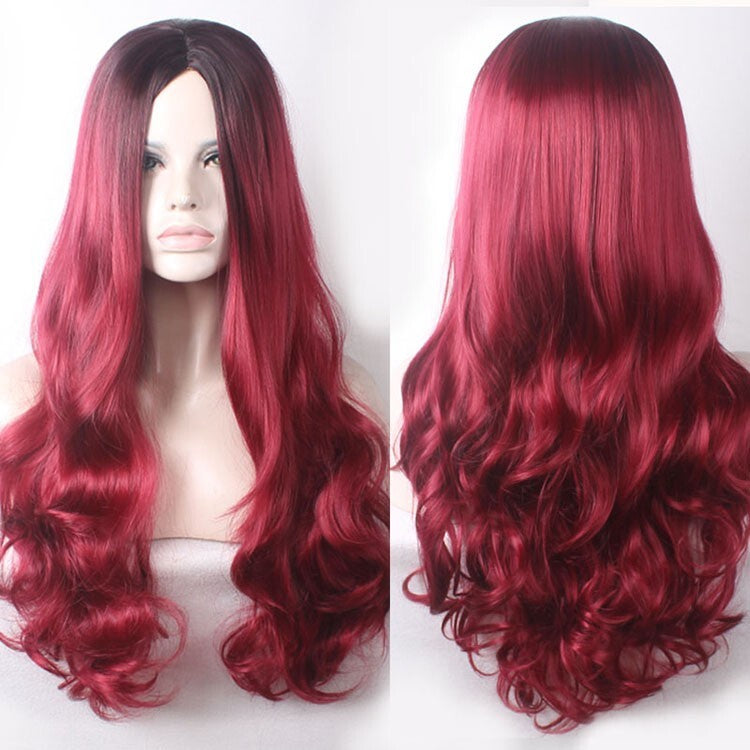 Long Wavy Synthetic Wig 26 Inches Heat-Resistant Hairpiece for Women - Multi Color