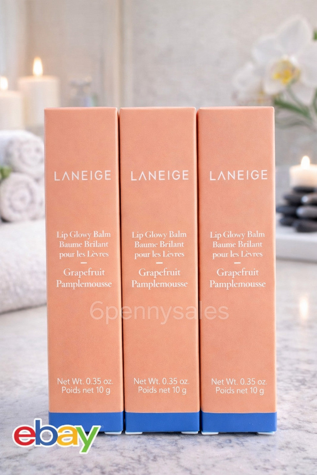 Lip Glowy Balm Grapefruit Set - Hydrating Lip Gloss 0.35 Oz x3