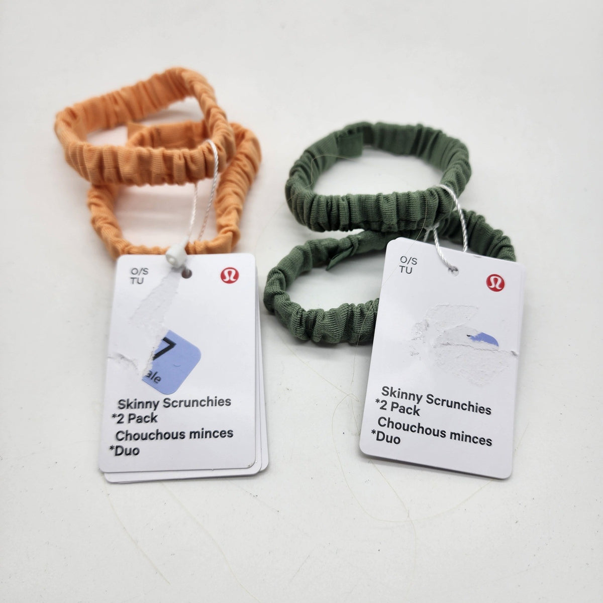 Lululemon Skinny Scrunchies Lot 4 Hair Ties Rock Melon Desert Green