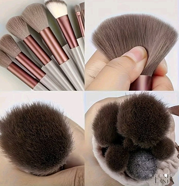 13-Piece Retro Makeup Brush Set with Hypoallergenic Nylon Bristles and Acrylic Handles