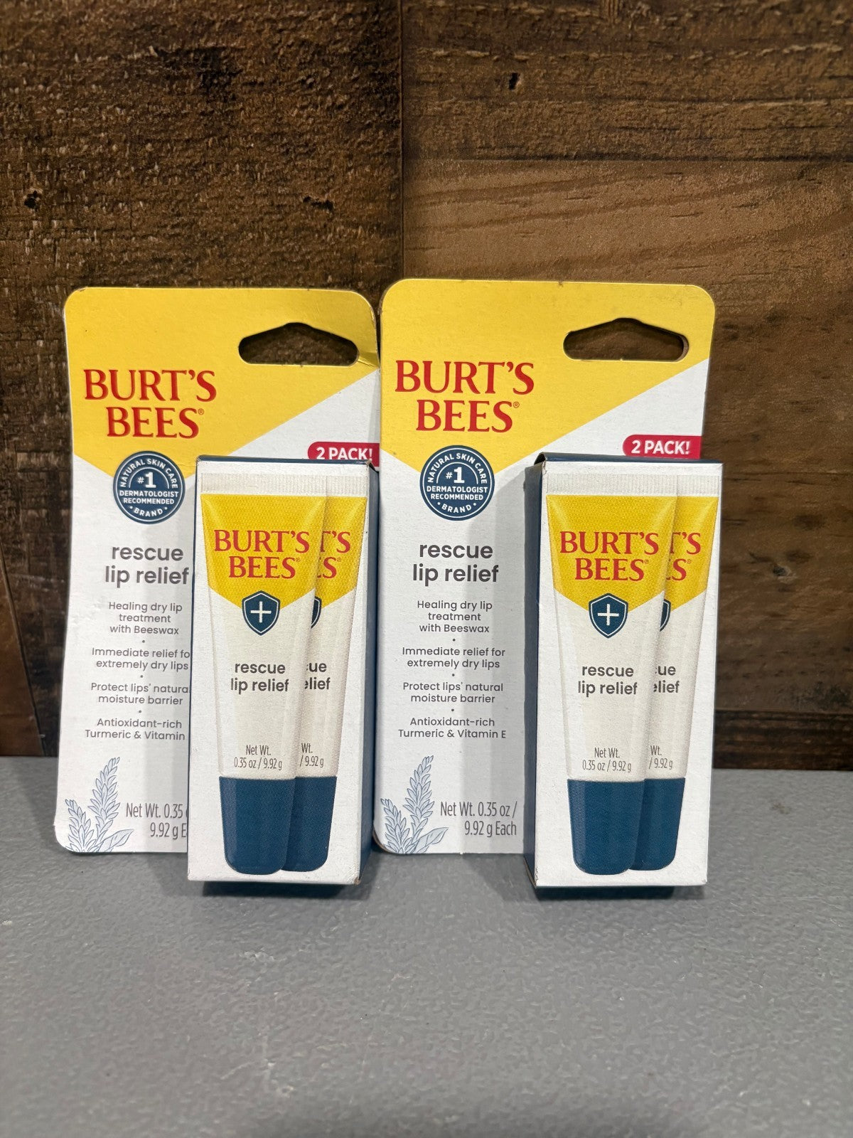 Burt's Bees Rescue Lip Relief 2-Pack - Medicated Lip Balm 0.35 oz