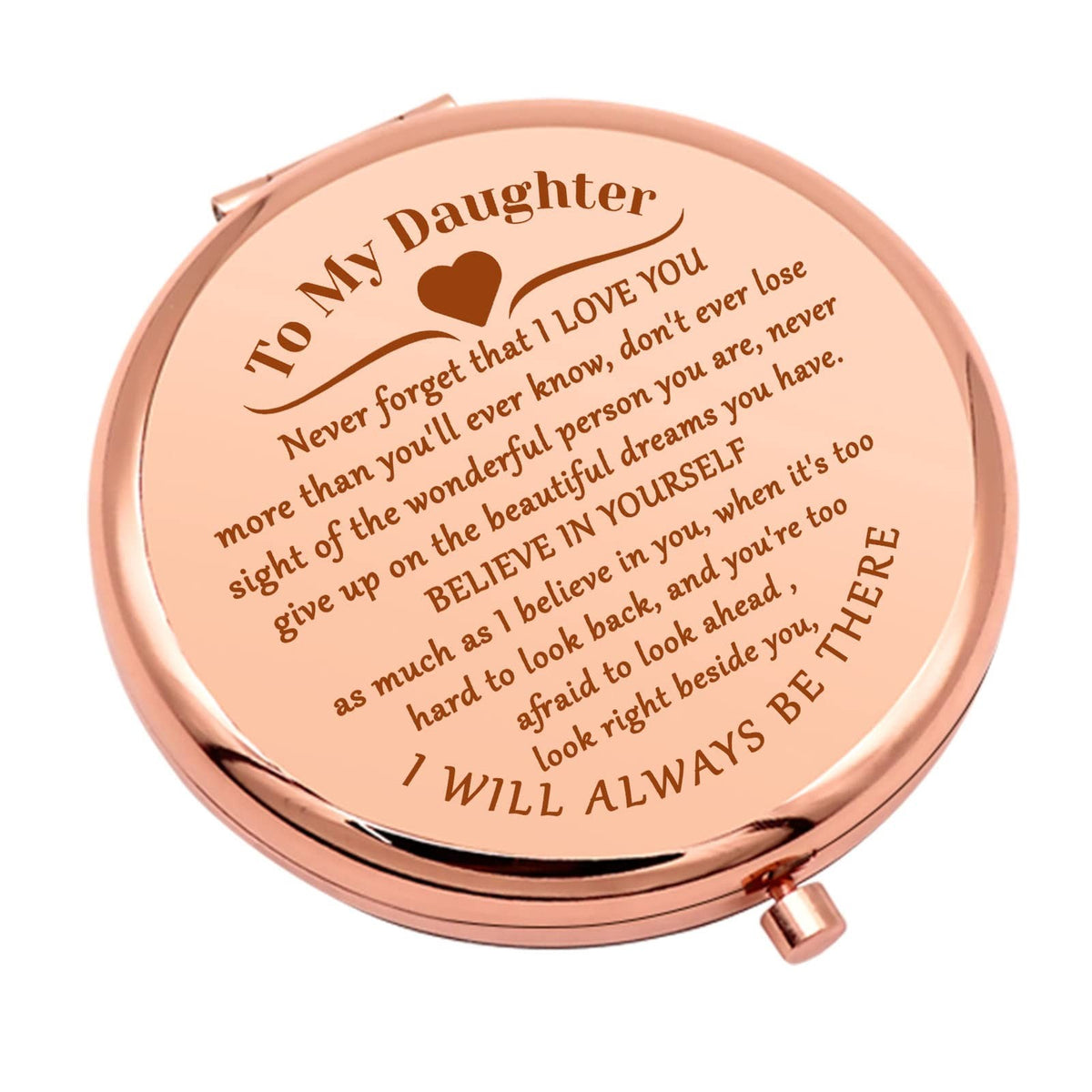 Inspirational Compact Mirror for Daughter Gift Travel Makeup Reminder Rose Gold
