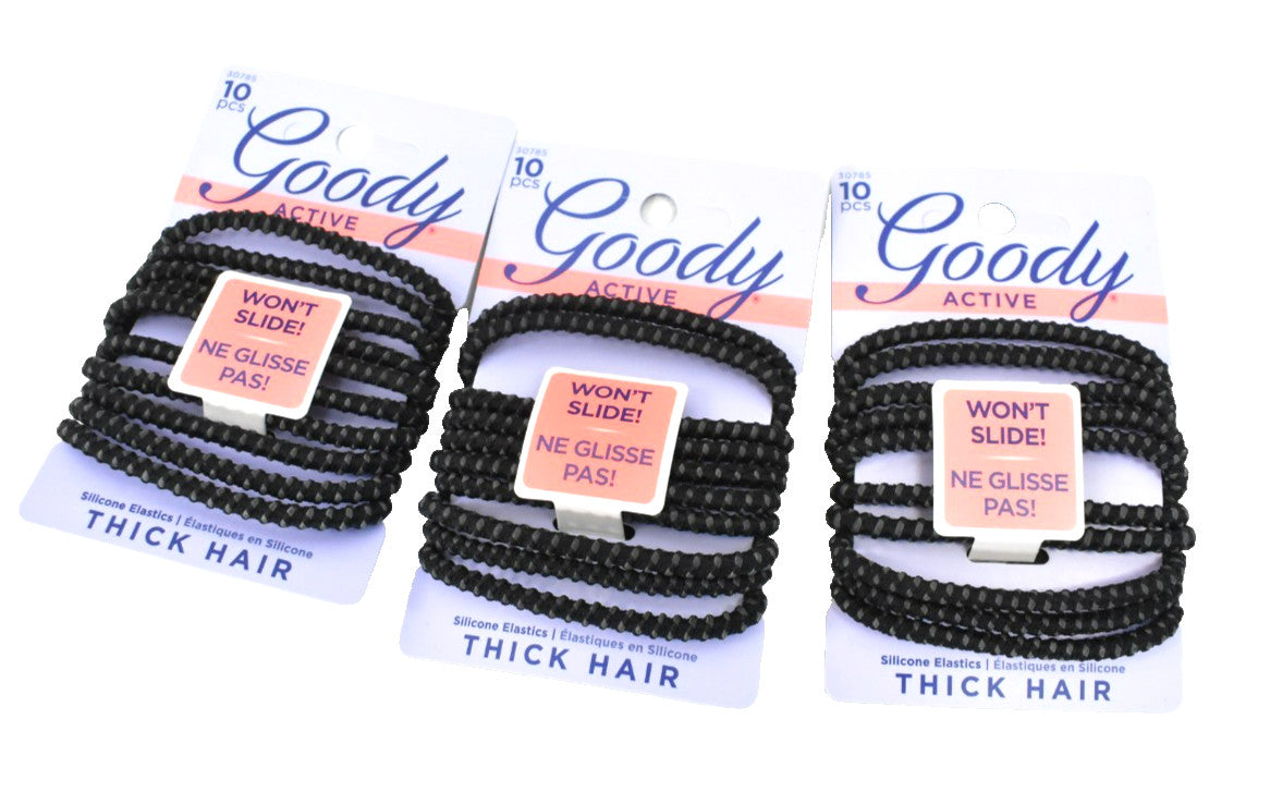 Goody Non Slip Womens Elastic Hair Ties Black 30 Total Slideproof